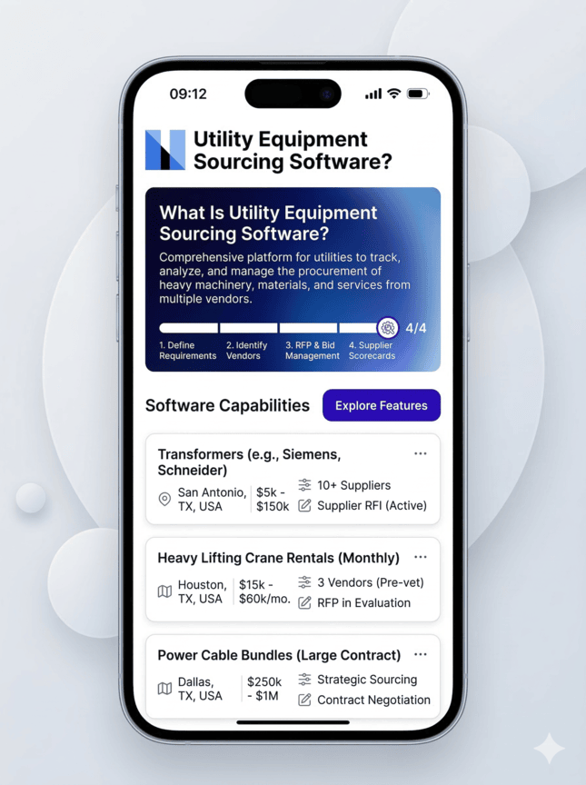Utility Equipment Sourcing Software